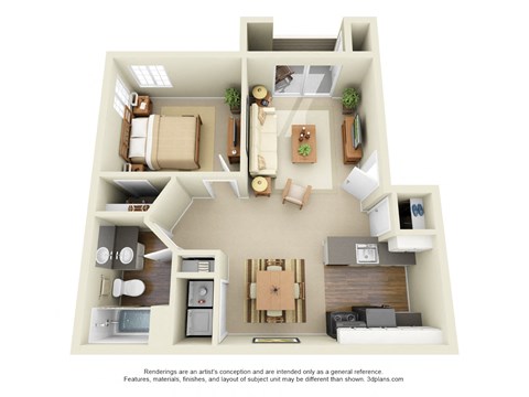 Arnada Pointe Apartments 2D Floor Plan - The Harris